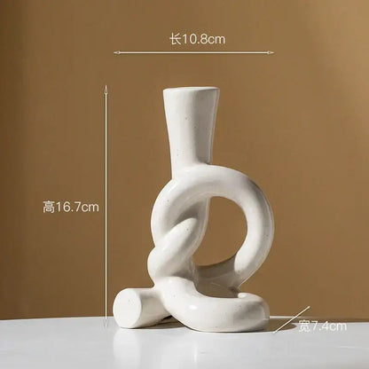 Geometric black & white ceramic knot candle stand living room decor