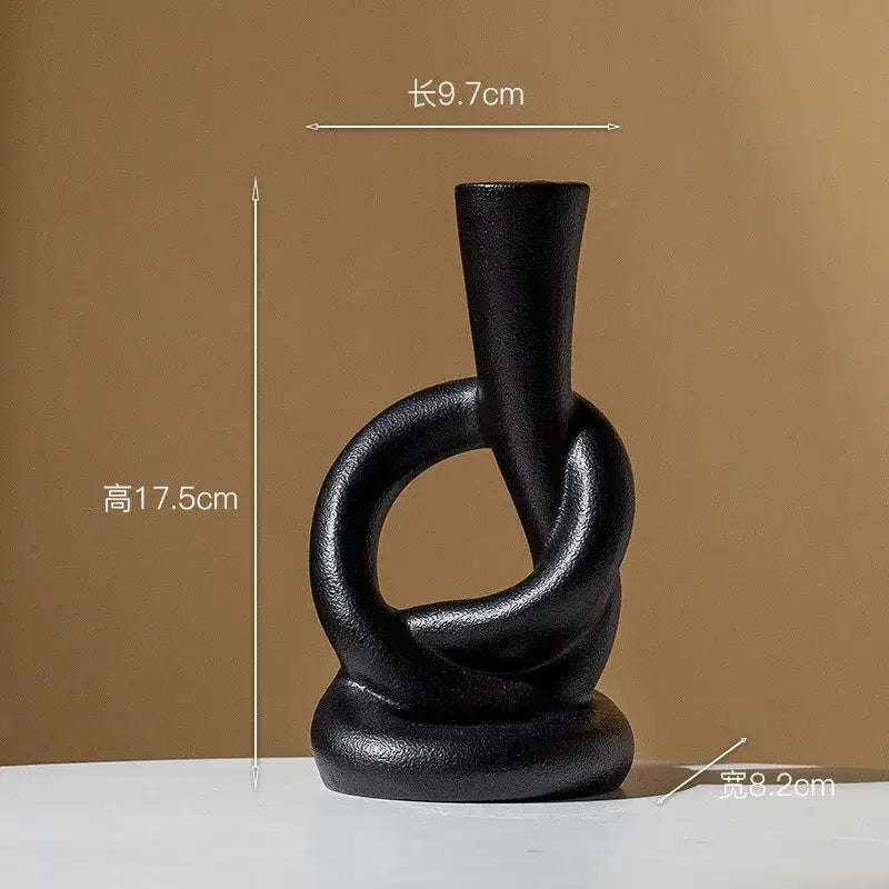 Geometric black & white ceramic knot candle stand living room decor