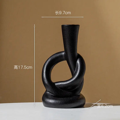 Geometric black & white ceramic knot candle stand living room decor