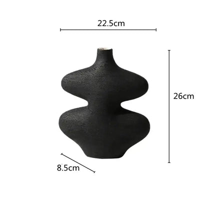 Geometric black & white ceramic vase set living room decor