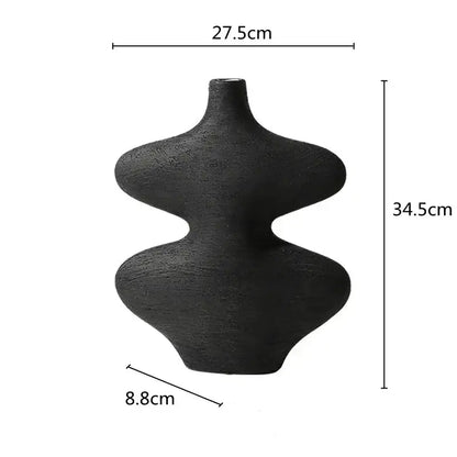 Geometric black & white ceramic vase set living room decor