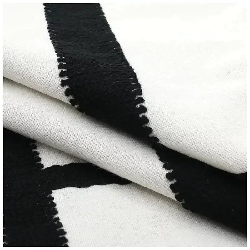 Geometric black & white embroidered burlap cushion cover living room