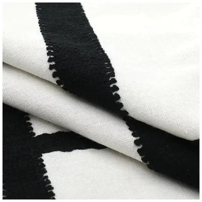 Geometric black & white embroidered burlap cushion cover living room
