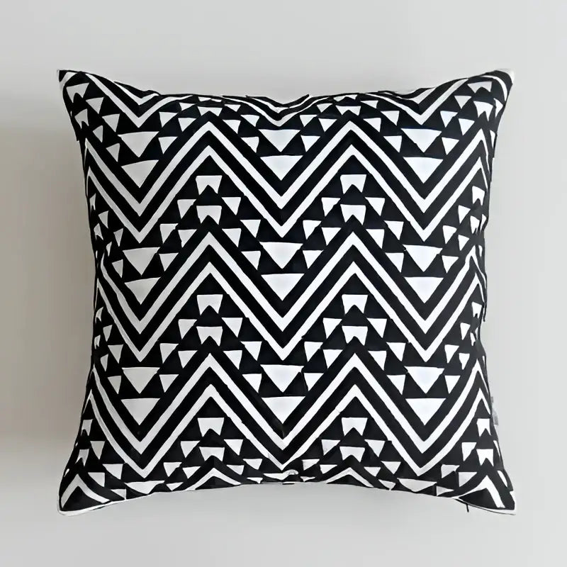 Geometric black & white embroidered cushion cover living room decor
