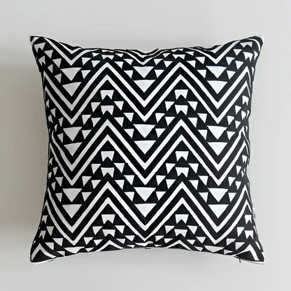 Geometric black & white embroidered cushion cover living room decor