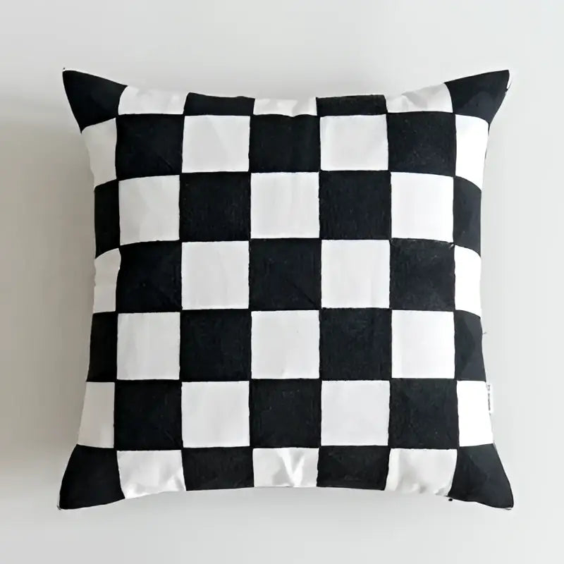 Geometric black & white embroidered cushion cover living room decor