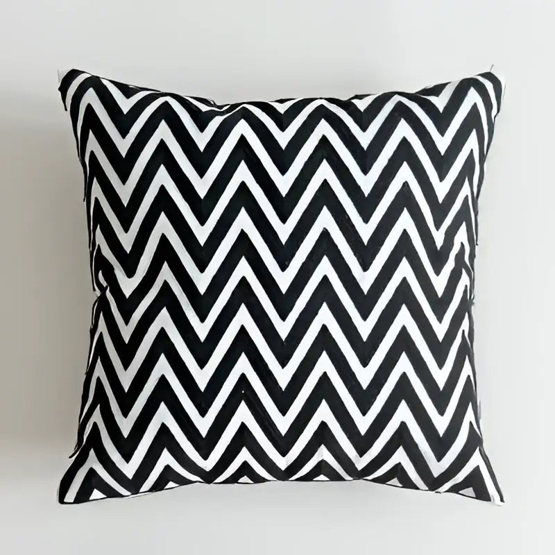 Geometric black & white embroidered cushion cover living room decor