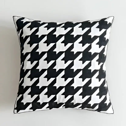Geometric black & white embroidered cushion cover living room decor