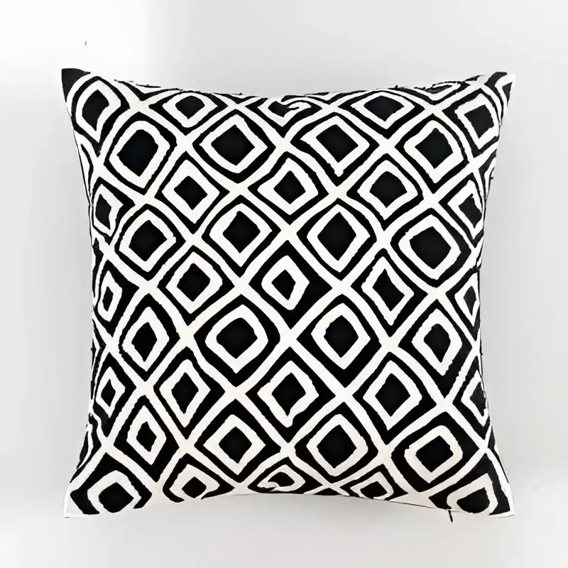 Geometric black & white embroidered cushion cover living room decor