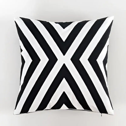 Geometric black & white embroidered cushion cover living room decor