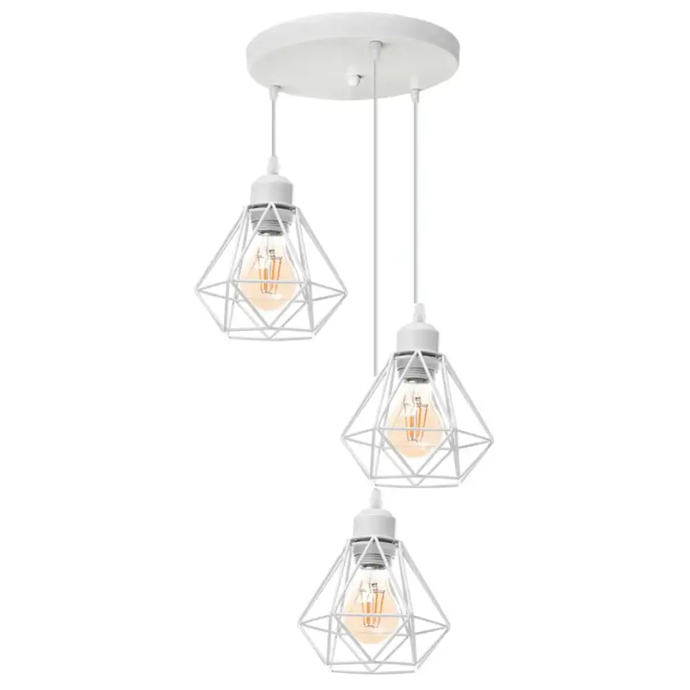 Geometric black & white iron frame pendant chandelier dining room