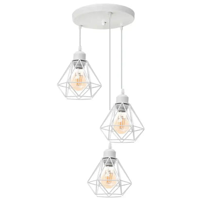 Geometric black & white iron frame pendant chandelier dining room