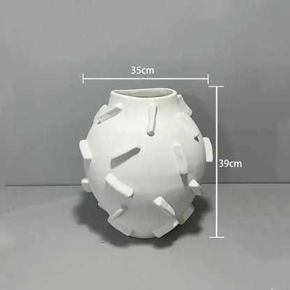Geometric block ceramic vase green & beige living room decor