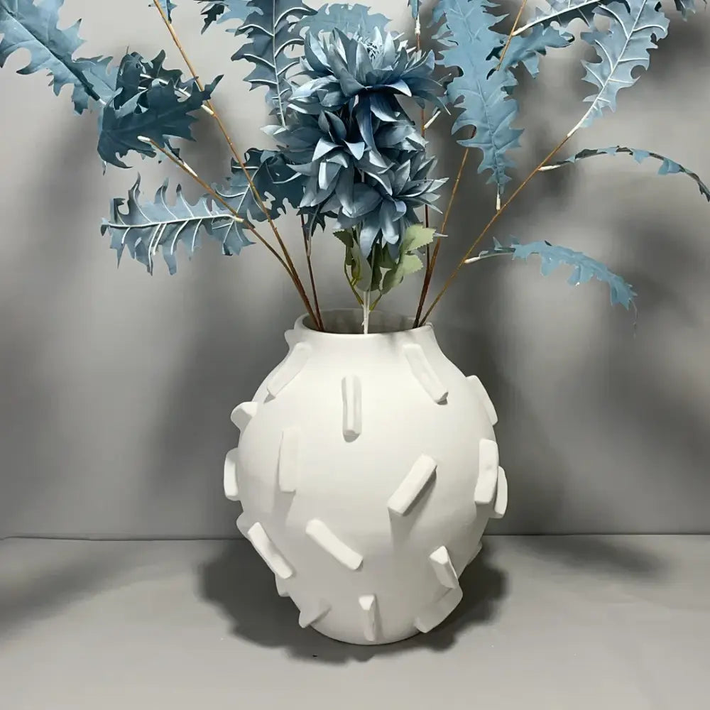 Geometric block ceramic vase green & beige living room decor