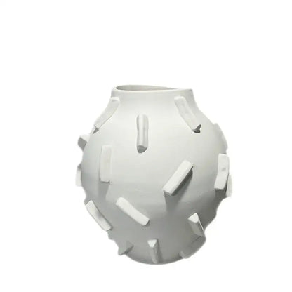 Geometric block ceramic vase green & beige living room decor