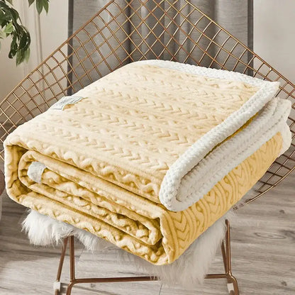 Geometric blue coral fleece flannel blanket bedroom warm quilt