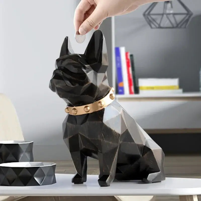 Geometric blue french bulldog coin bank bedroom decor