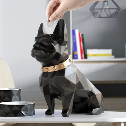 Geometric blue french bulldog coin bank bedroom decor