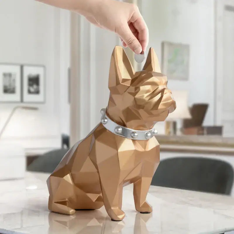 Geometric blue french bulldog coin bank bedroom decor