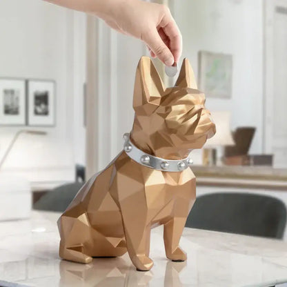 Geometric blue french bulldog coin bank bedroom decor