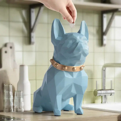 Geometric blue french bulldog coin bank bedroom decor