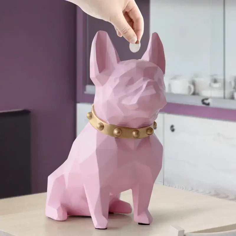 Geometric blue french bulldog coin bank bedroom decor