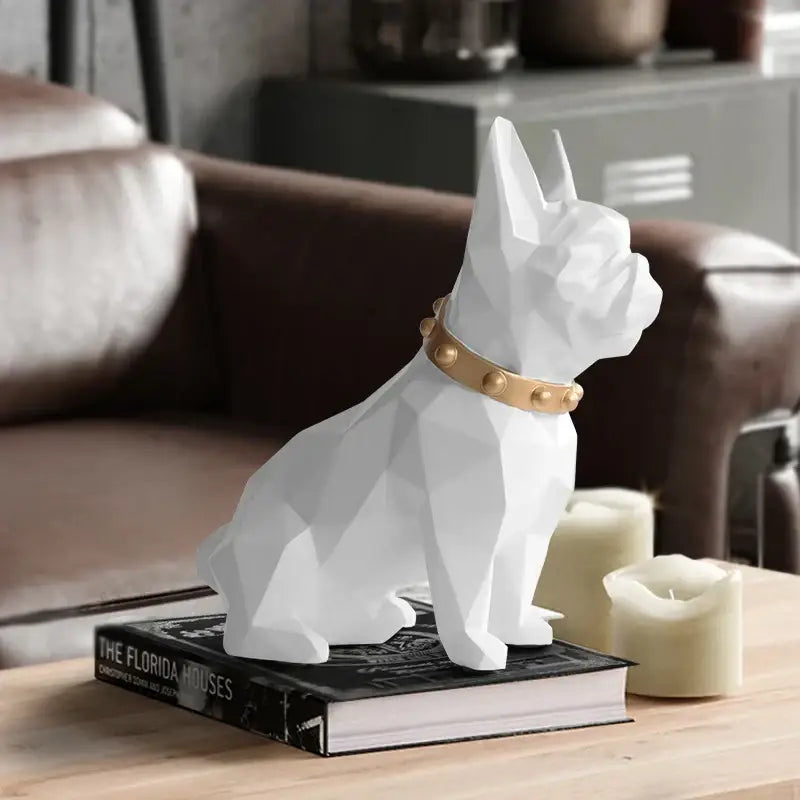 Geometric blue french bulldog coin bank bedroom decor