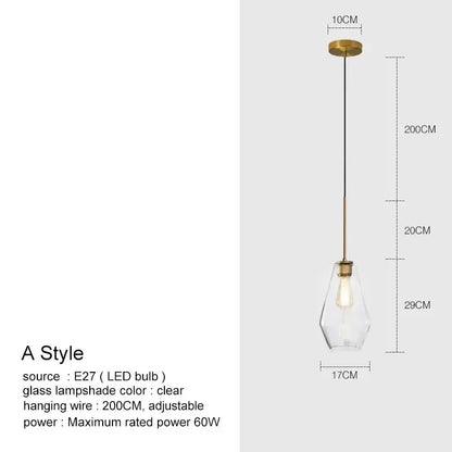 Geometric brass and glass chandelier lighting – kitchen pendant light