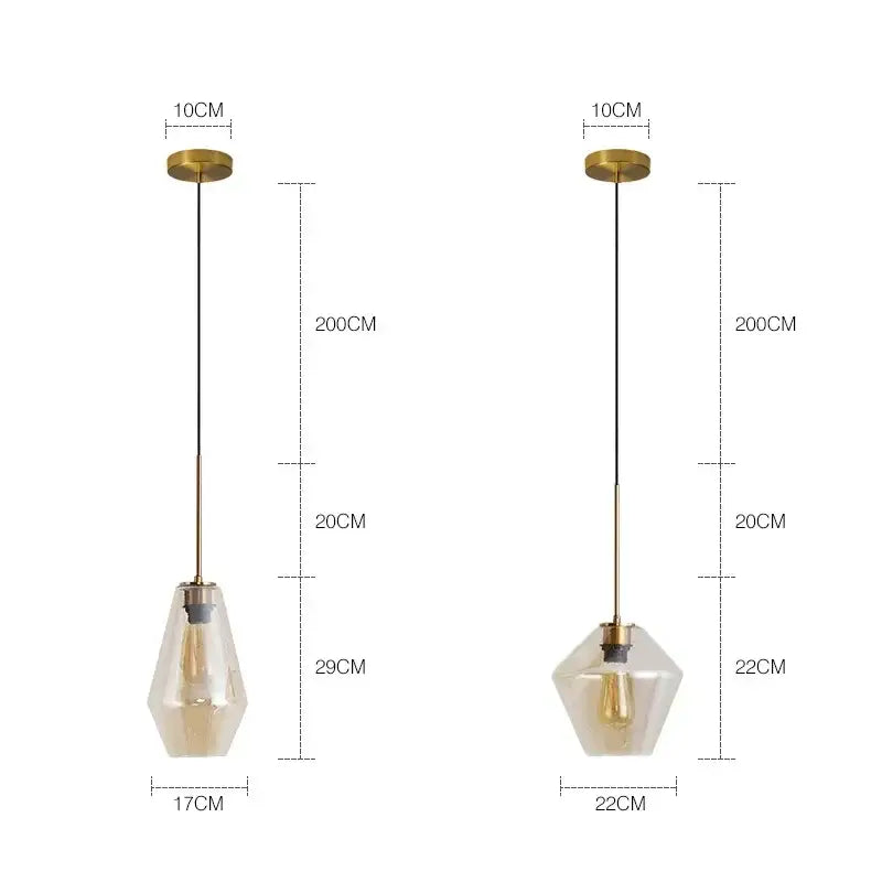 Geometric brass and glass chandelier lighting – kitchen pendant light