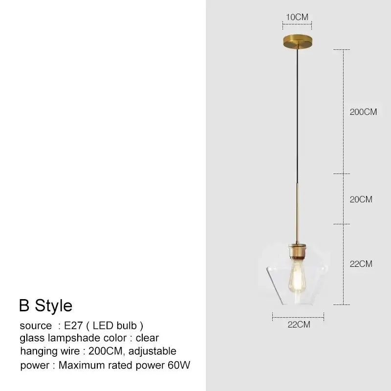 Geometric brass and glass chandelier lighting – kitchen pendant light