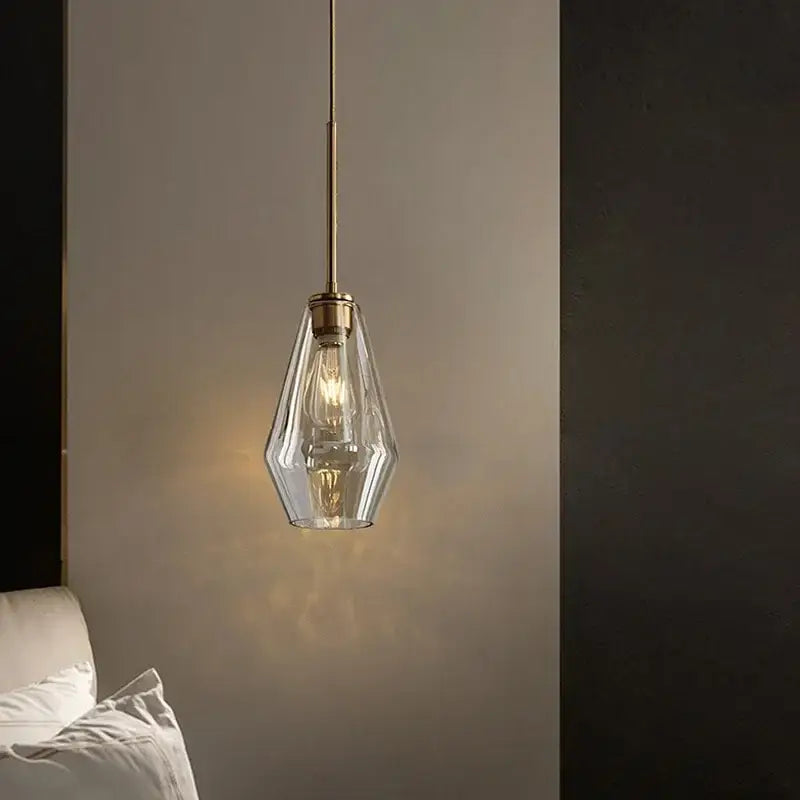Geometric brass and glass chandelier lighting – kitchen pendant light