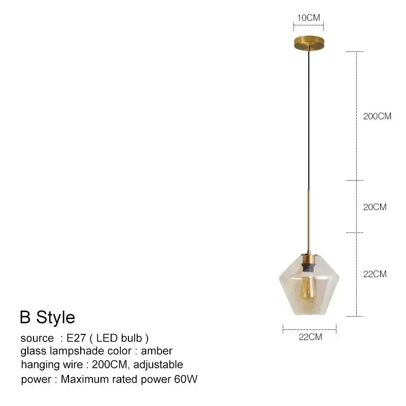 Geometric brass and glass chandelier lighting – kitchen pendant light