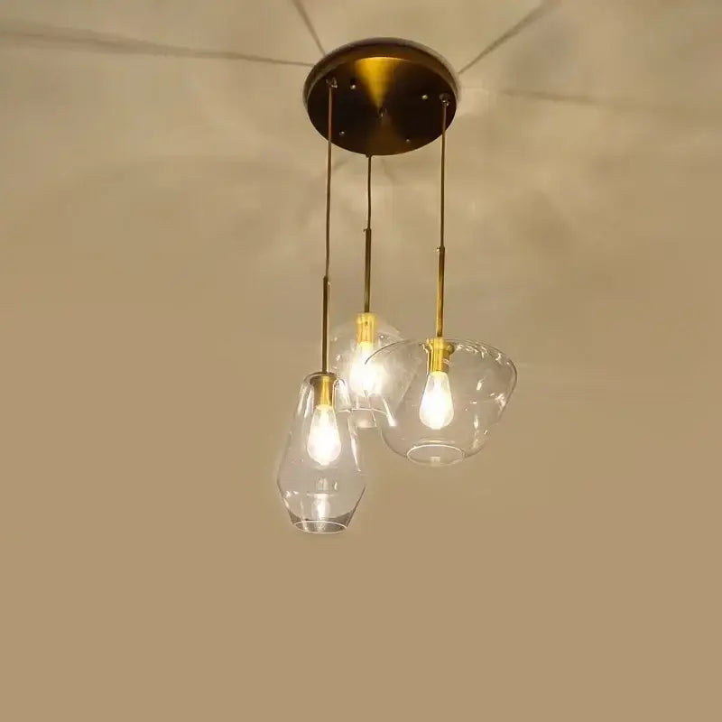 Geometric brass and glass chandelier lighting – kitchen pendant light