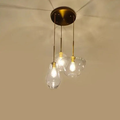 Geometric brass and glass chandelier lighting – kitchen pendant light