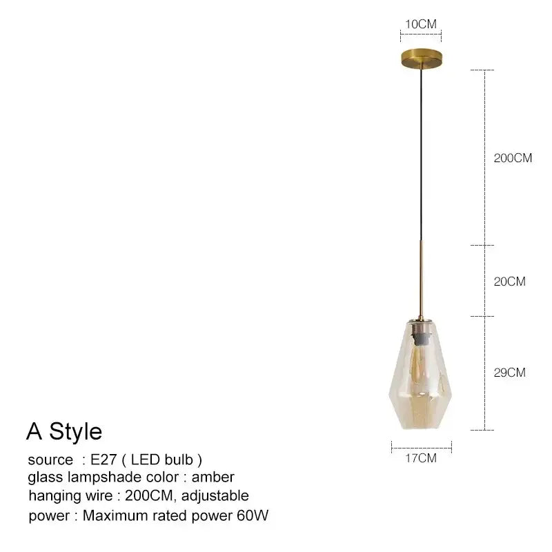 Geometric brass and glass chandelier lighting – kitchen pendant light