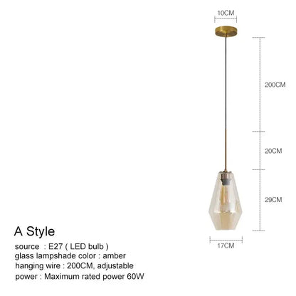 Geometric brass and glass chandelier lighting – kitchen pendant light