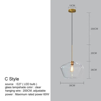 Geometric brass and glass chandelier lighting – kitchen pendant light
