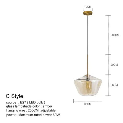 Geometric brass and glass chandelier lighting – kitchen pendant light