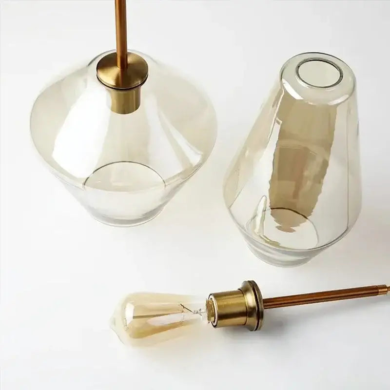 Geometric brass and glass chandelier lighting – kitchen pendant light