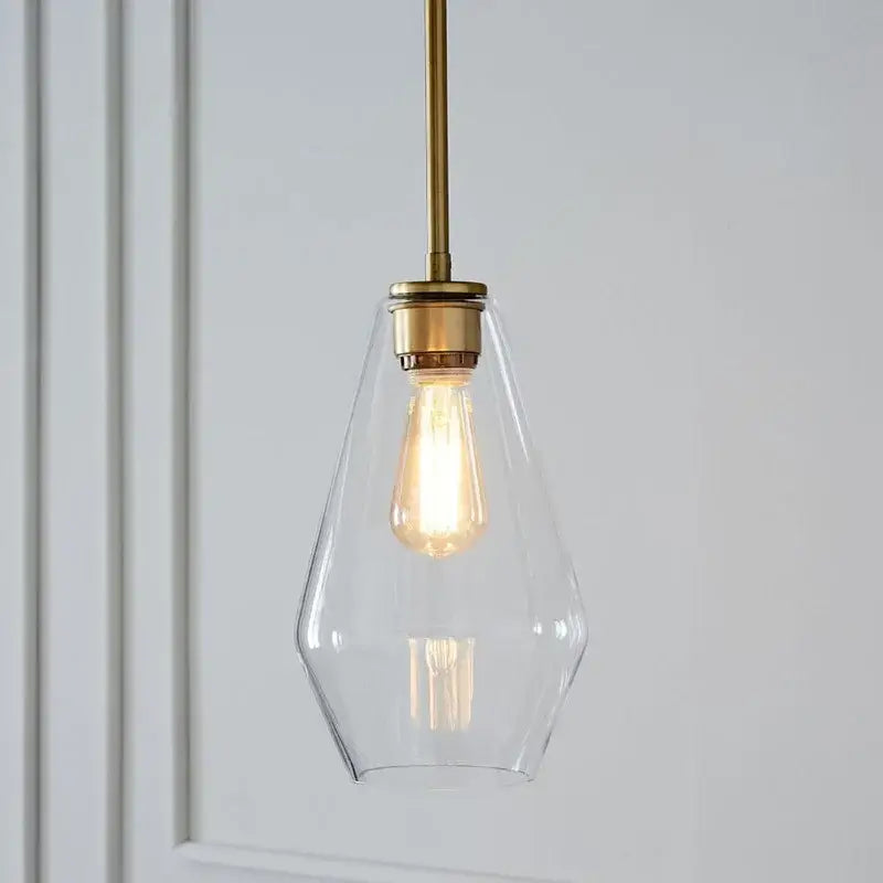 Geometric brass glass pendant lights set for living room