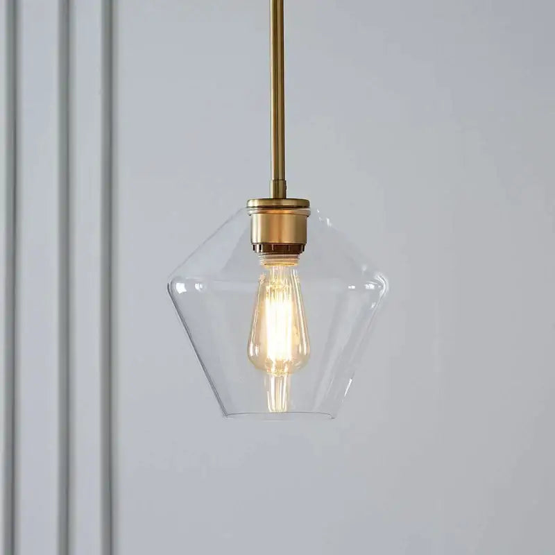 Geometric brass glass pendant lights set for living room