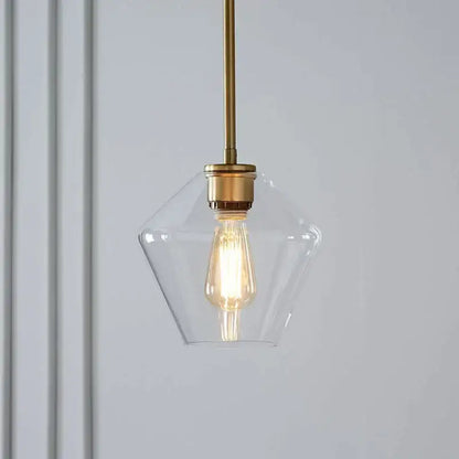 Geometric brass glass pendant lights set for living room