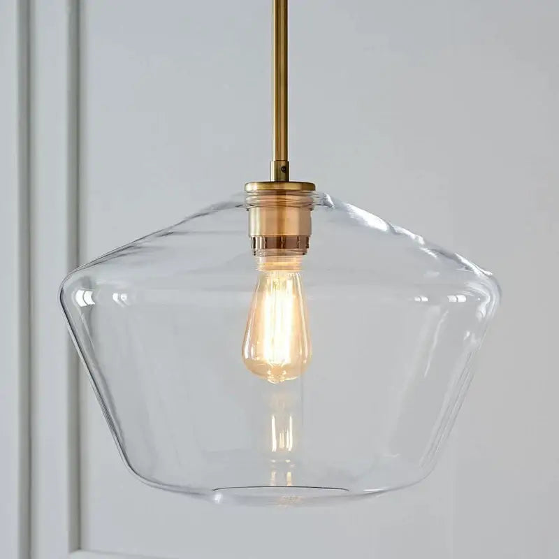 Geometric brass glass pendant lights set for living room