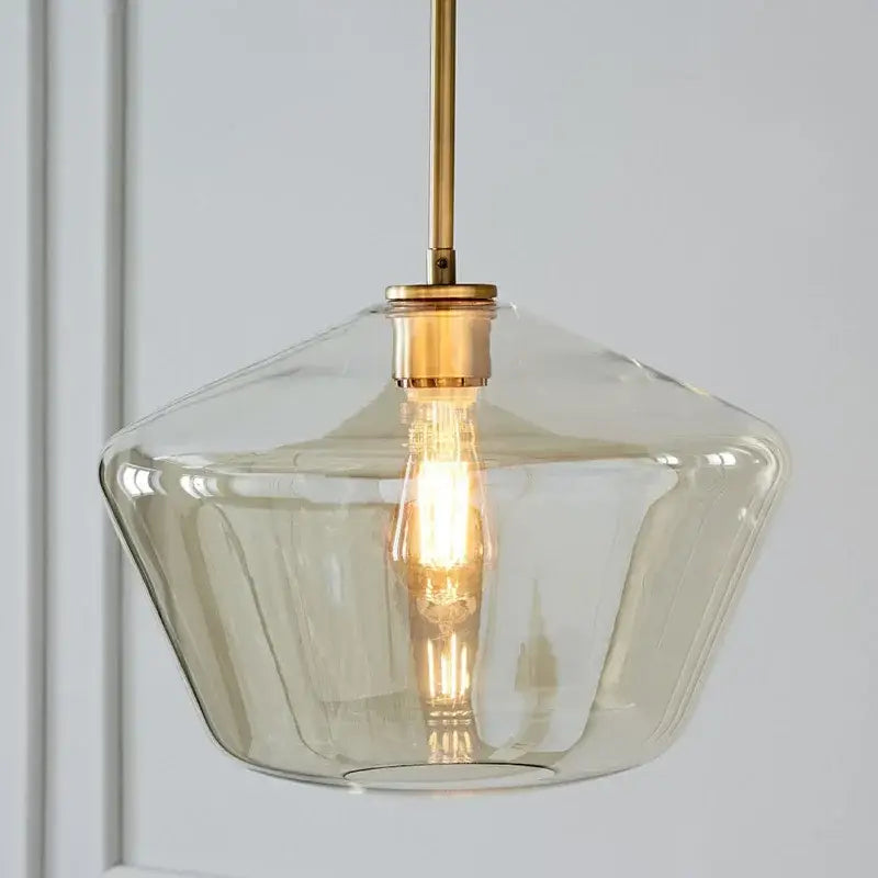 Geometric brass glass pendant lights set for living room