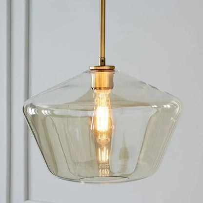 Geometric brass glass pendant lights set for living room