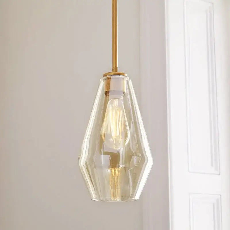 Geometric brass glass pendant lights set for living room