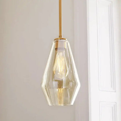Geometric brass glass pendant lights set for living room