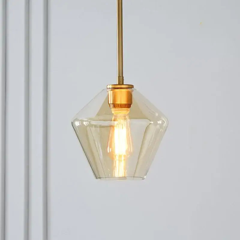 Geometric brass glass pendant lights set for living room