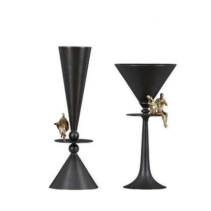 Geometric bronze black & gold cocktail glasses dining room figurines