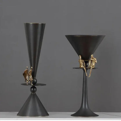 Geometric bronze black & gold cocktail glasses dining room figurines